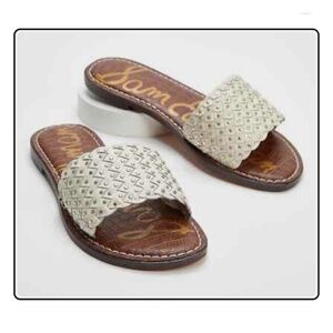 SAM EDELMAN Geraldine Woven Slide Sandals Modern Ivory 6.5 M